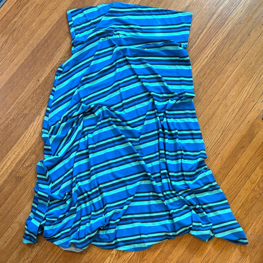 LuLaRoe Blue and Green Striped Maxi Skirt